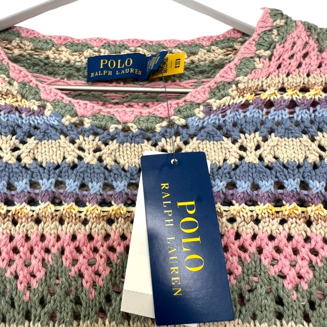 NWT Polo Ralph Lauren Striped Pointelle Knit Sweater Tee XS - Image 3