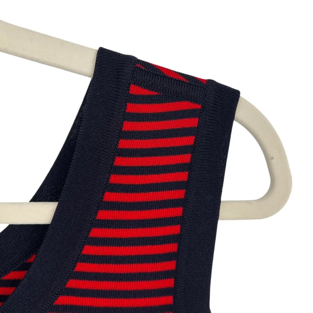 Misook  Red Navy Striped Sleeveless Tank Top Size Medium Petite - Image 4