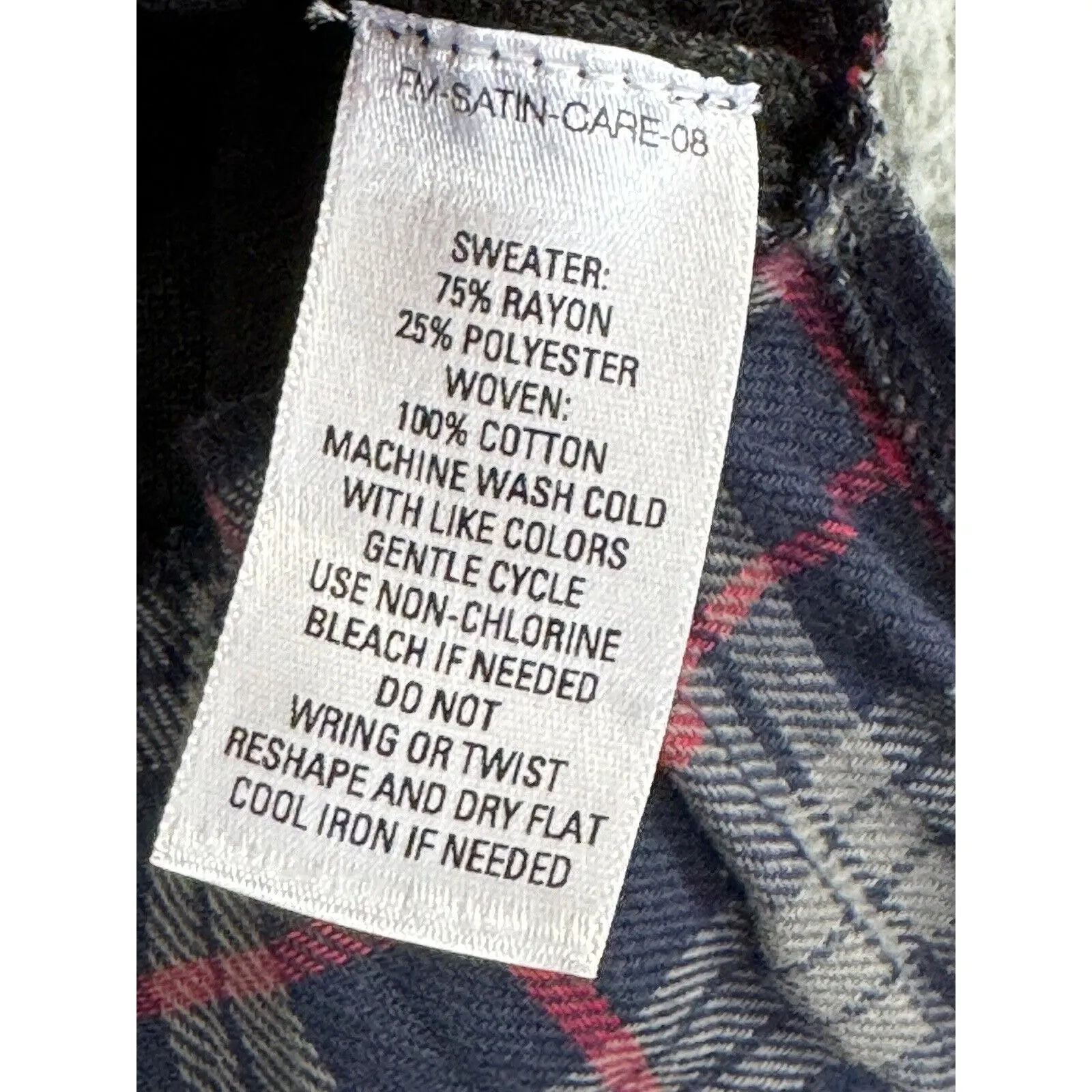 Great Northwest Indigo Sweater Women Medium Button Up Plaid Trim‎ Black - Image 6