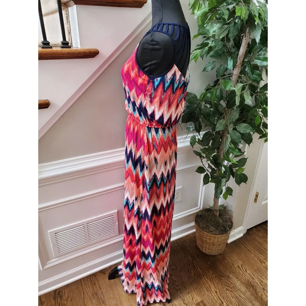 Multicolor Women's Polyester Sleeveless Scoop Neck Long Maxi Dress Size Small - Image 6