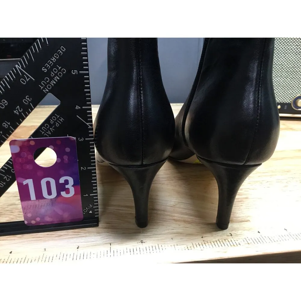 Calvin Klein KCGenteel Women's 9M Black Leather Stiletto Pointed Toe Ankle Boots - Image 7