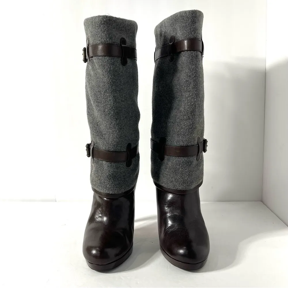Kennedy Wool/Leather Boots Gray Brown Size 8B - Image 4