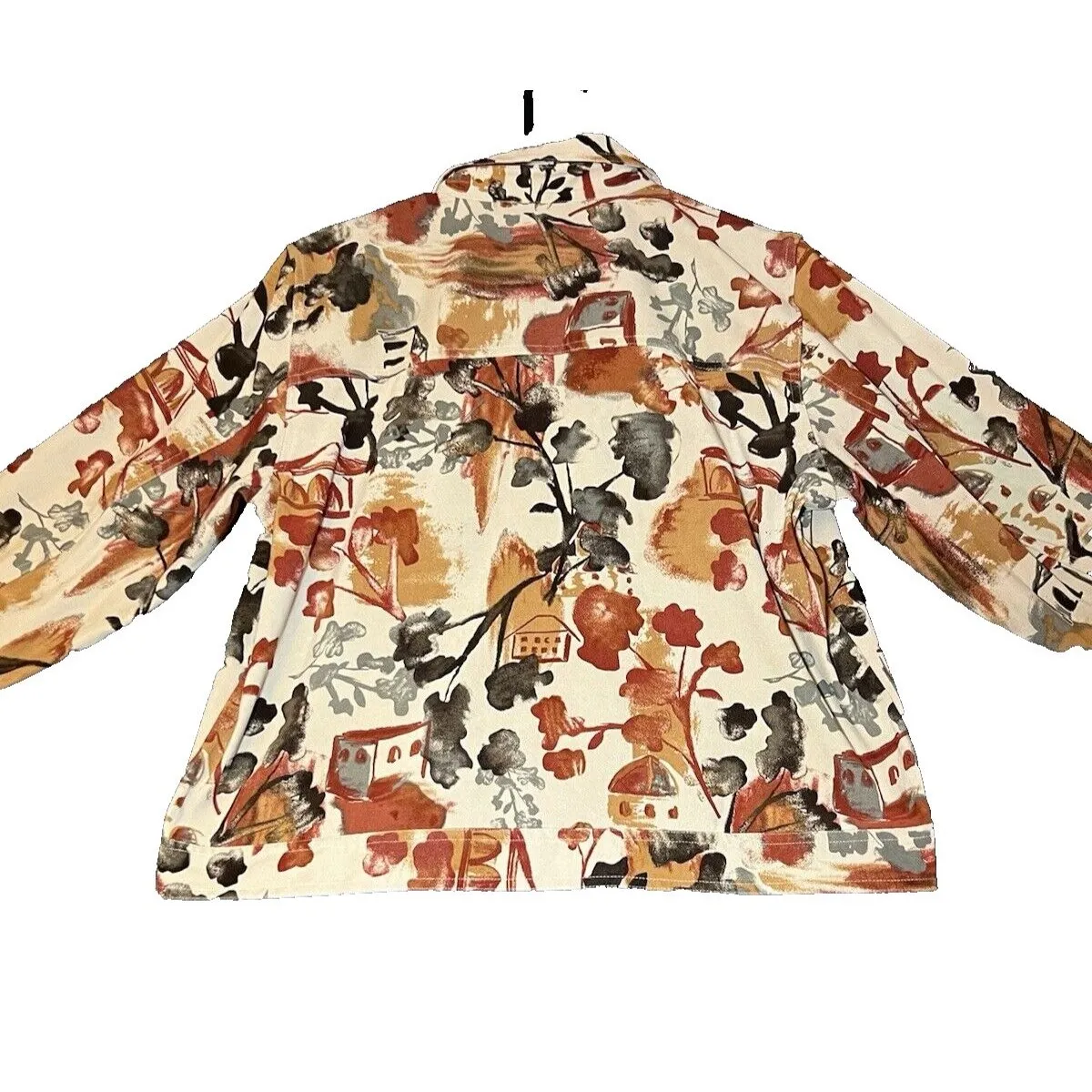 Christopher & Banks  Blazer‎ Womens Size Large Tan Multicolor Full Button Stretch - Image 2