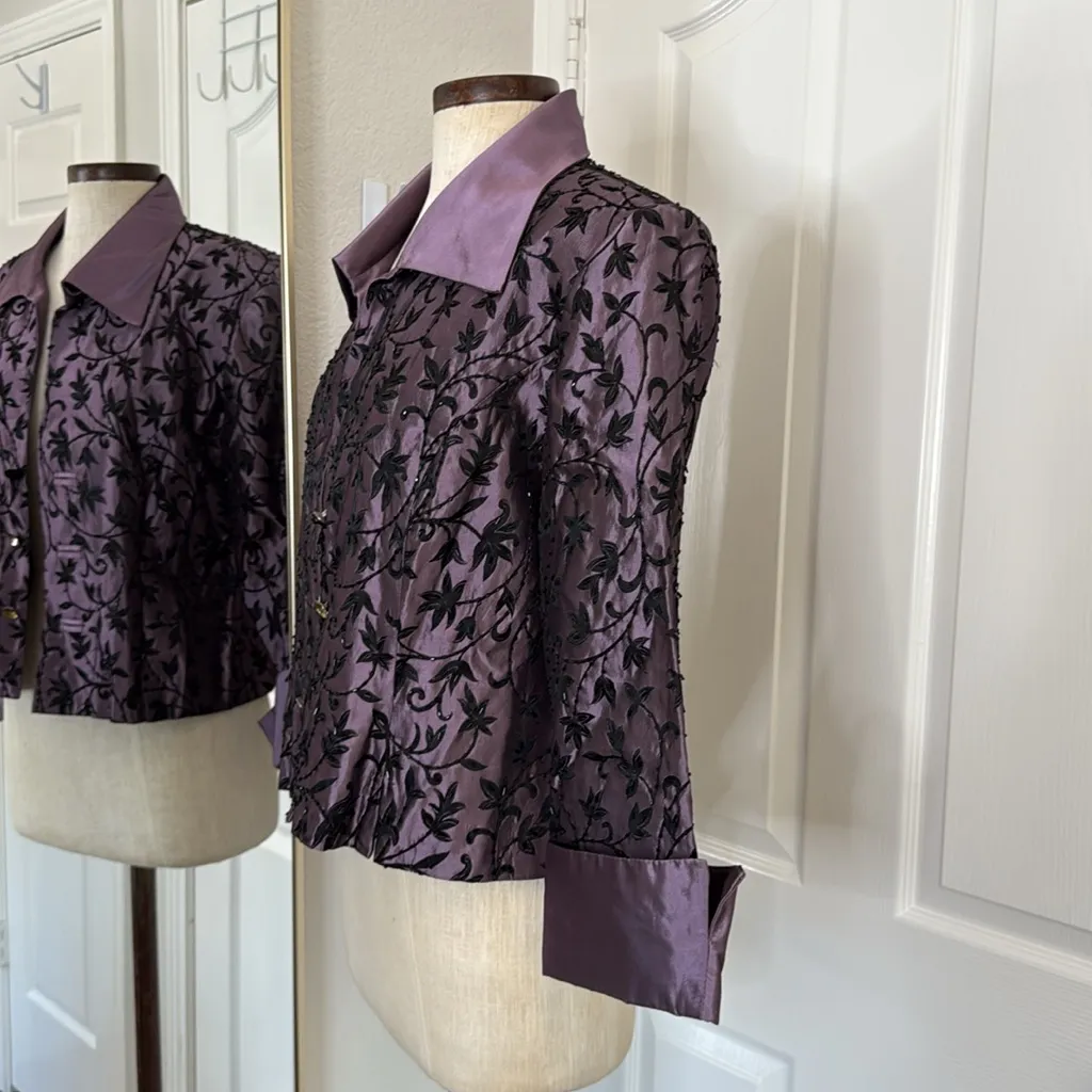 Y2k vintage beaded satin cropped jacket whimsigoth - Image 8