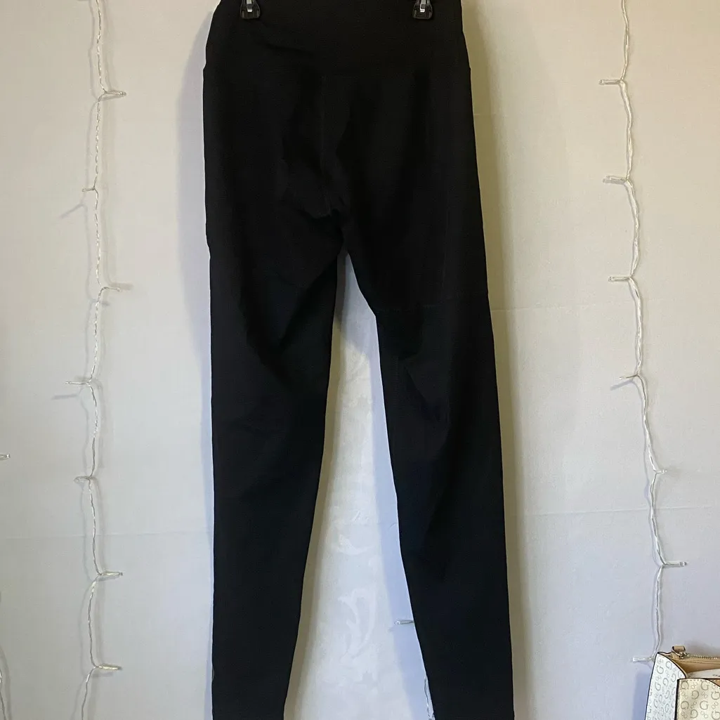 Black Leggings with Gold Logo Size L - Image 3