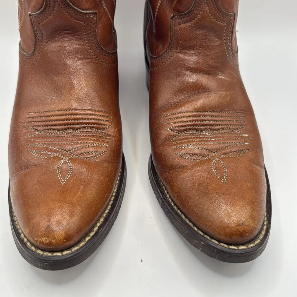 VTG. ACME Avoniti Hypalon Oil‎ Resistant Brown Leather Cowboy Boots SZ 7.5 - Image 2