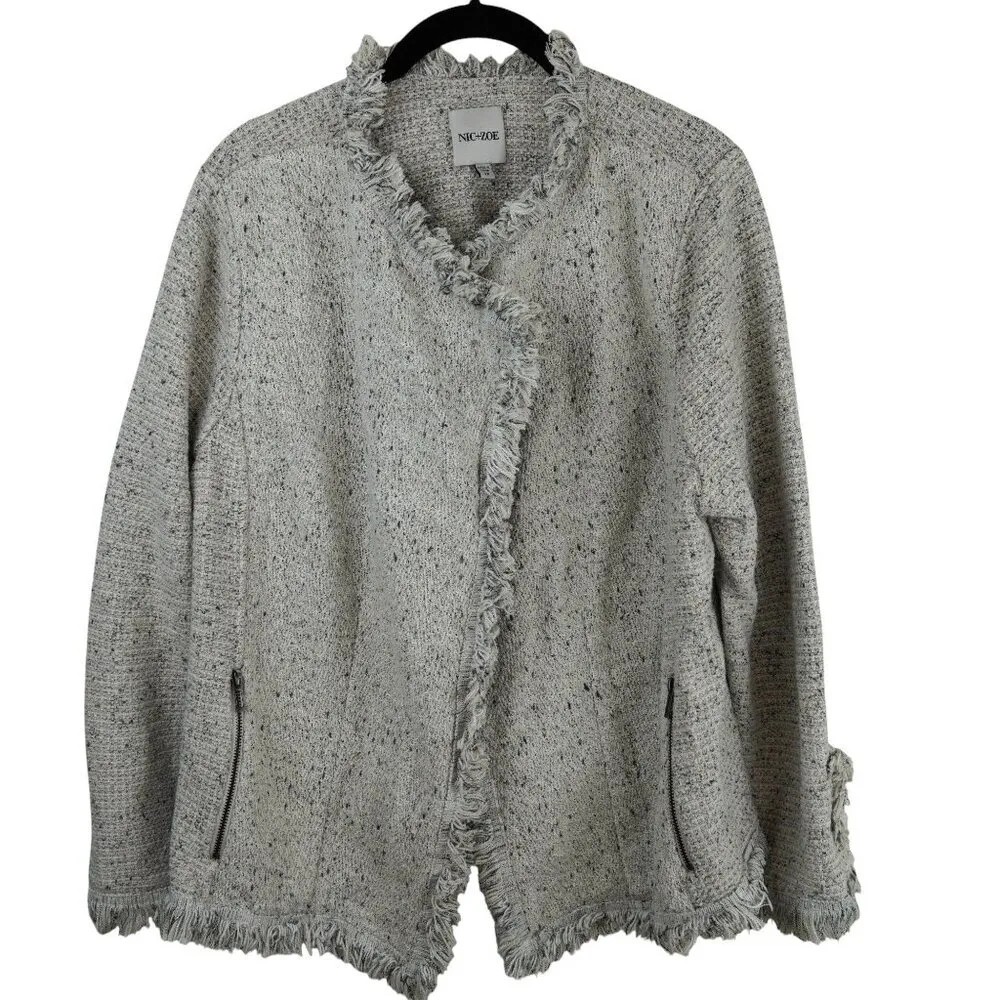Nic+Zoe Womens Fringe Cardigan Jacket 1X ‎ Fringe Mix - Image 3