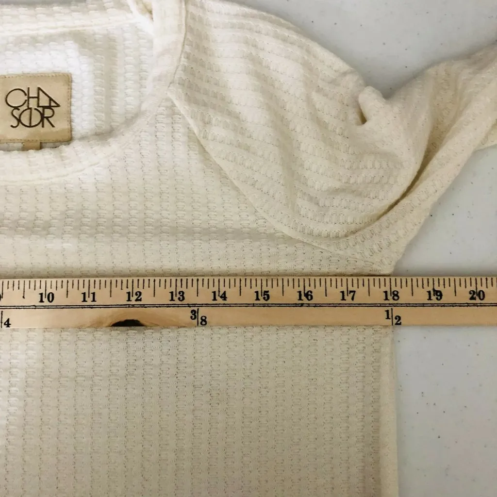 Chaser Womens Thermal Sweater Top Ivory Long Sleeve Button Cuff Ribbed S - Image 5