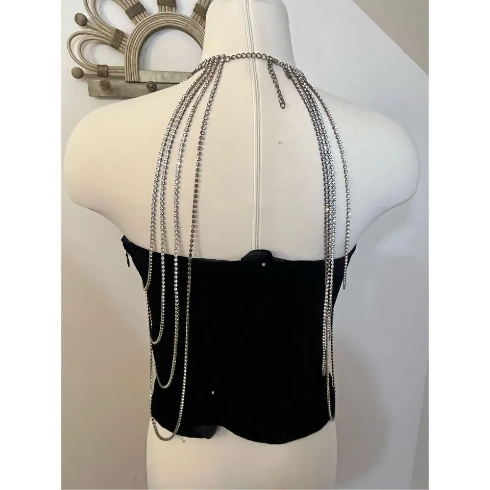 Express Y2K Rhinestone Collar/Shirt Necklace Body Jewelry - Image 6