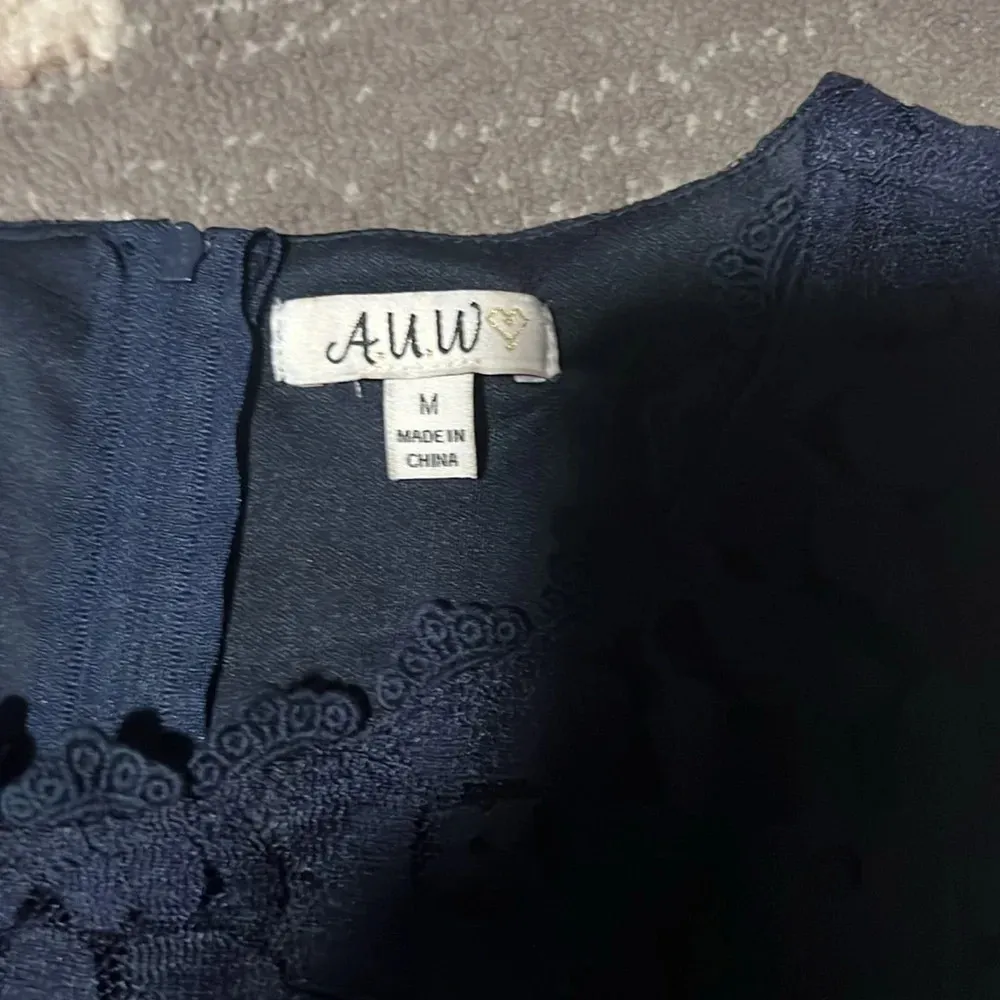 A U W navy blue dress lace. Dress is lined. Excellent condition. Gorgeous. - Image 3