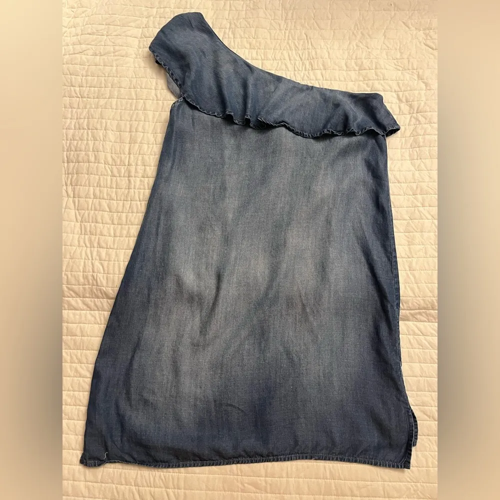 Cloth and Stone Anthropologie Womens Chambray Ruffle One Shoulder Dress NWOT - Image 6