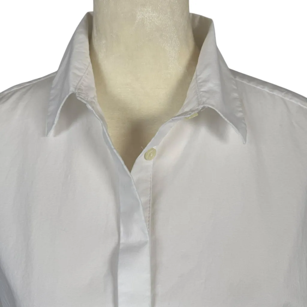 Loft The Softened white long sleeve half button down shirt women's size small - Image 5