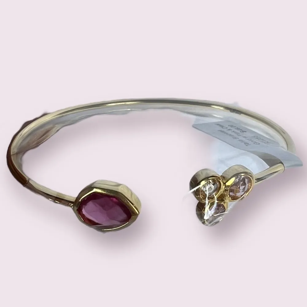 Real Simple Talia Pink Crystal Bracelet Gold - Image 2