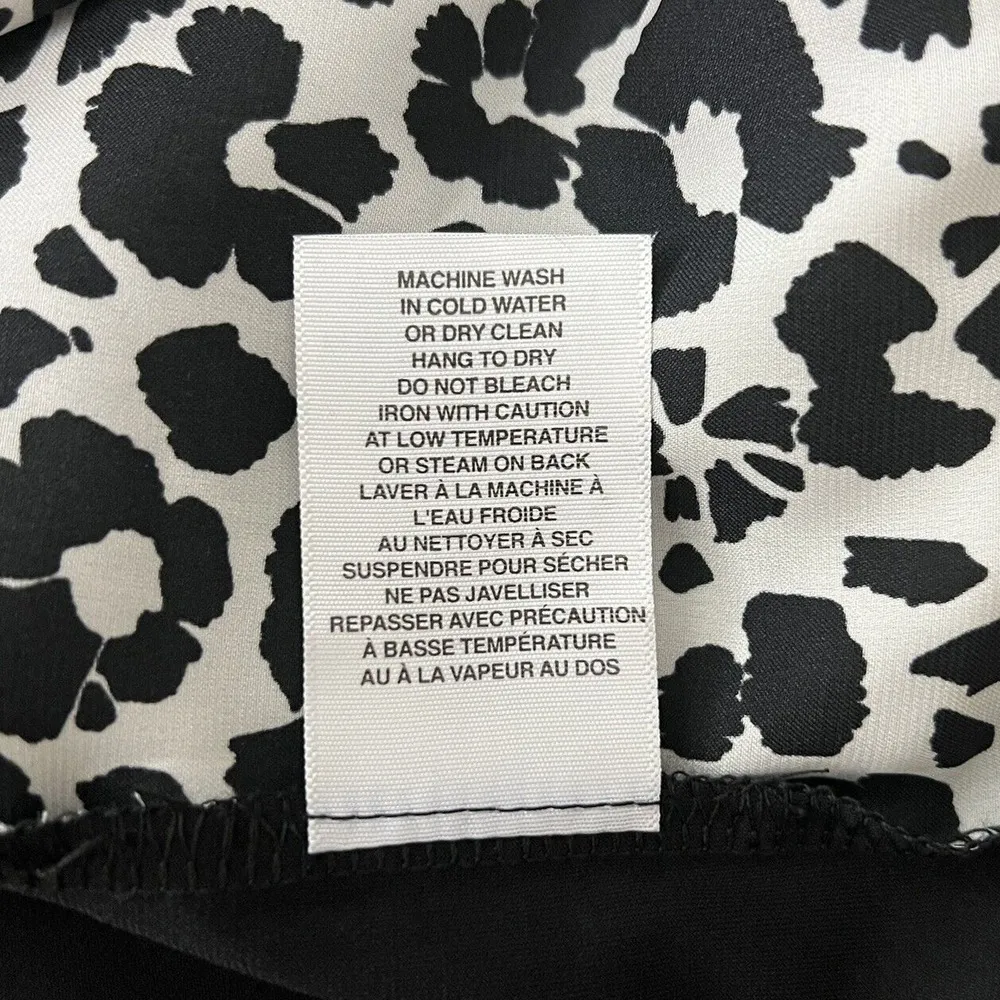 Sympli Shirt Womens 4 Black White Animal Print Satin Dolman Top Bold Edgy Unique - Image 9