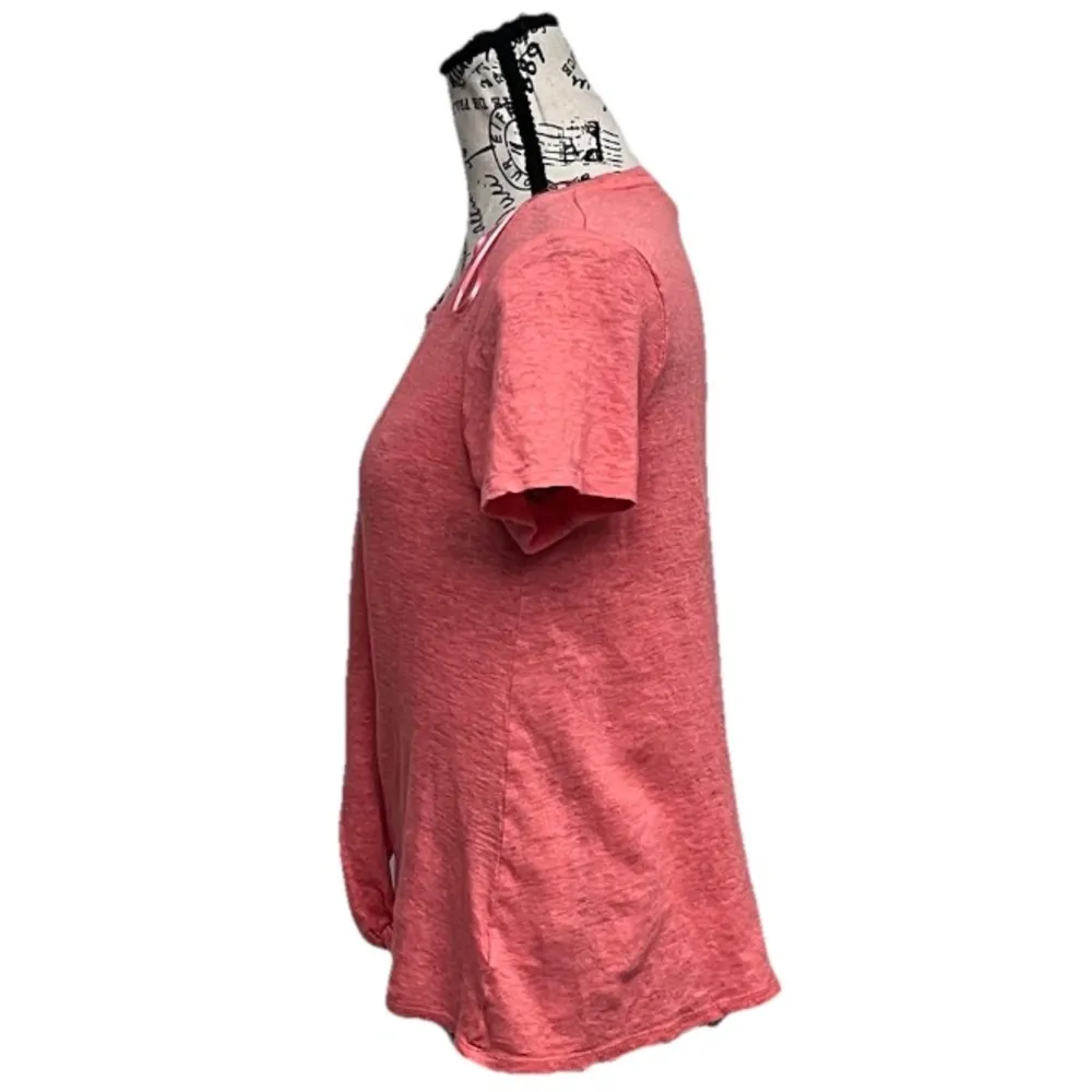 Rachel Roy Coral Linen Side Tie Top M Women’s Coastal Preppy Boho Summer Beach Pink Size M - Image 4