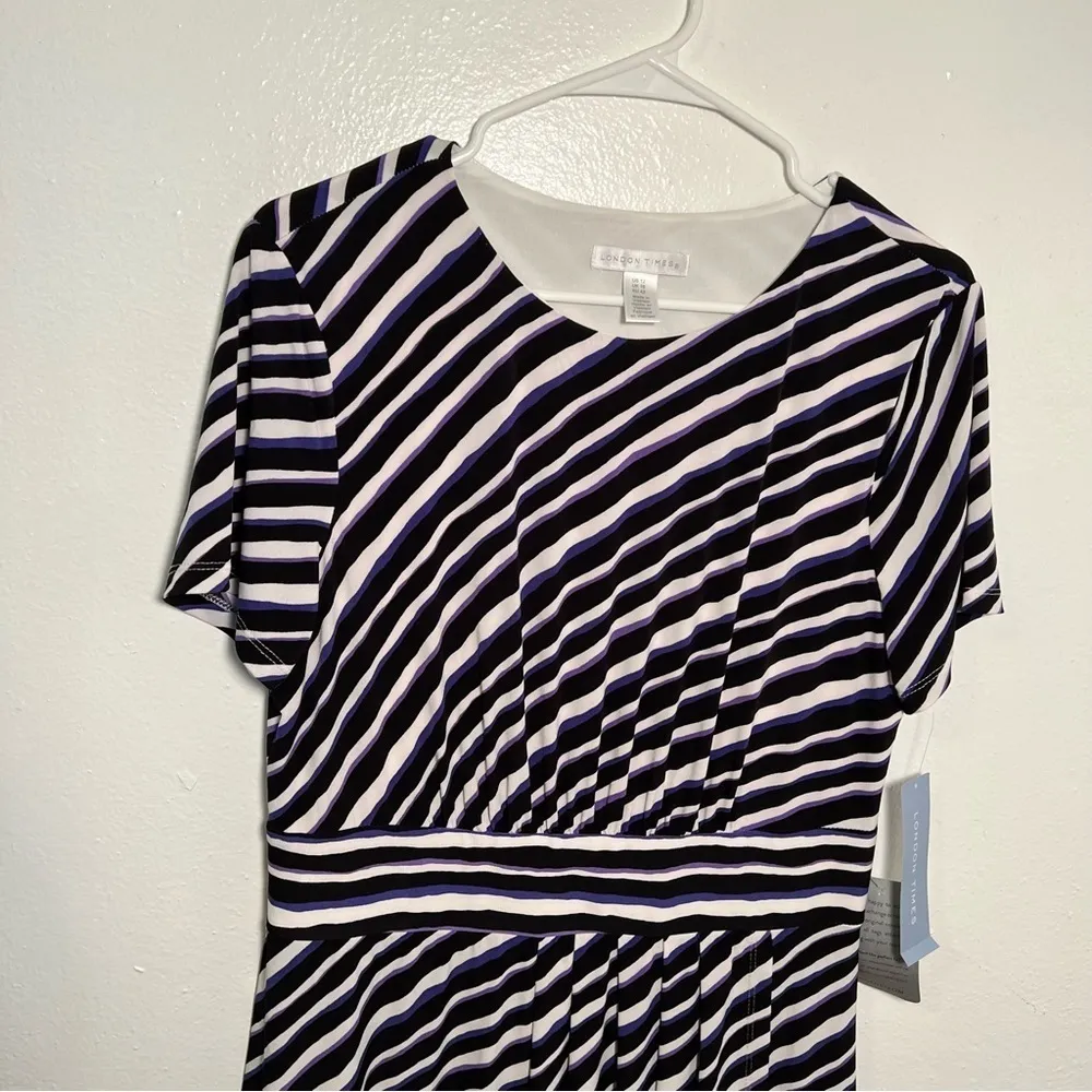 London Times Techno Stripe Jersey Sheath Dress - Image 7