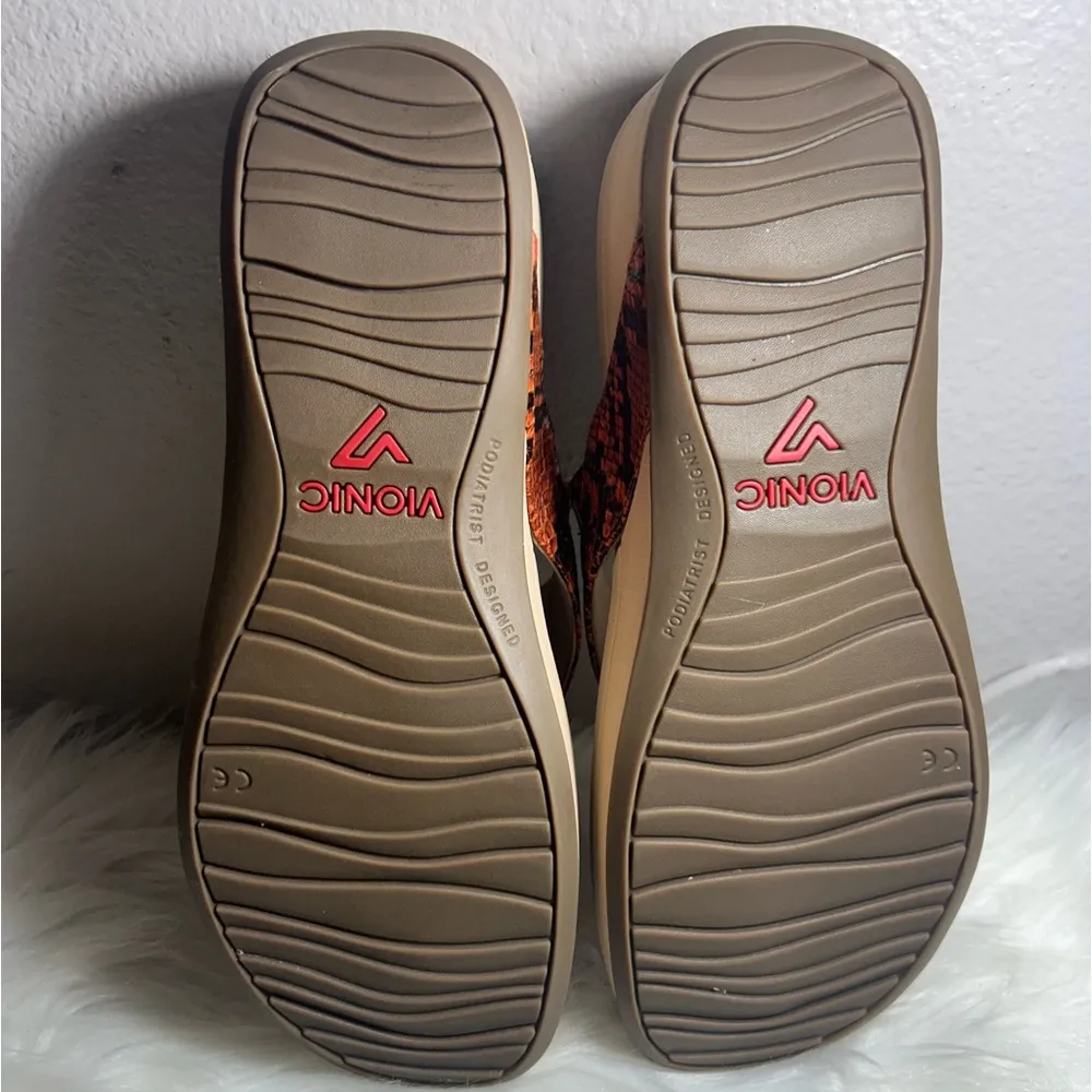 Vionic Pacific Naples Women's Platform Sandal Orange and Black Snake Size 9 - Image 8
