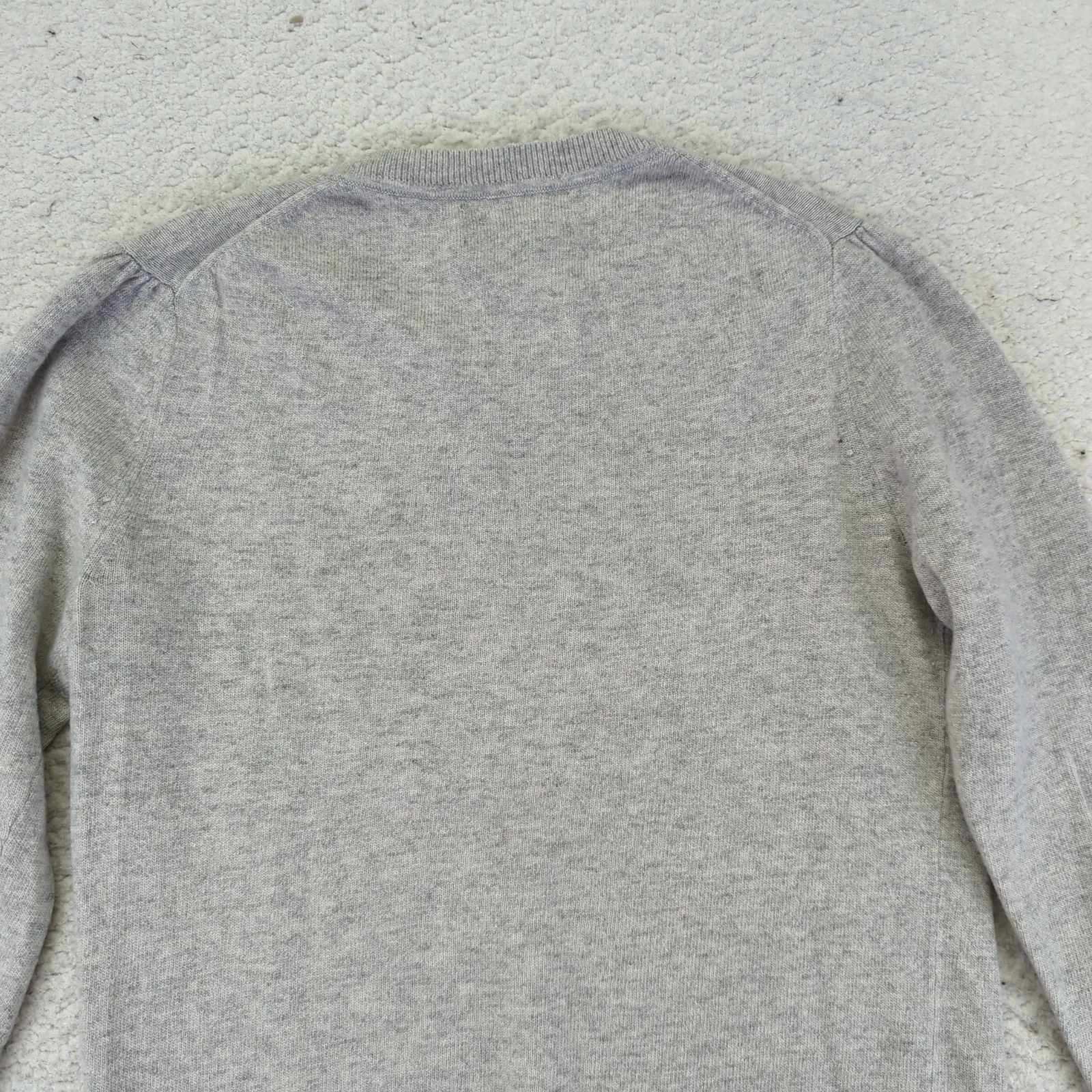 Banana Republic Womens Gray Puff Sleeve Crewneck Sweater Fine Italian Yarn Small - Image 9