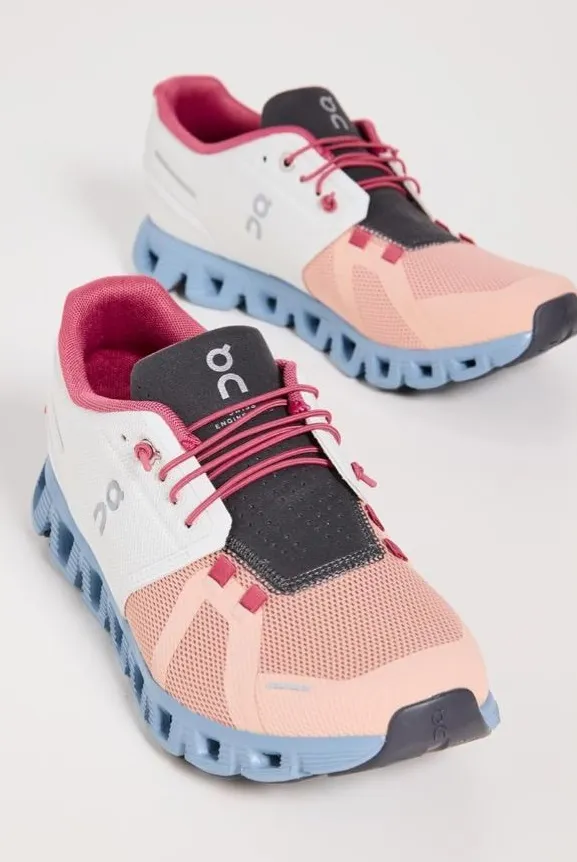On Running Sneakers in Pink and Cream with Blue Sole size 6.5 $149 - Image 1