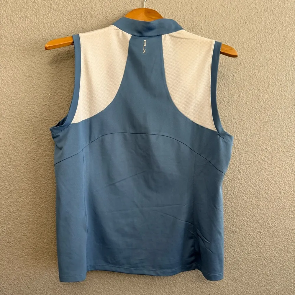 RLX Golf Performance Pique Sleeveless‎ 1/4 Zip Polo NWT Blue Size L - Image 2