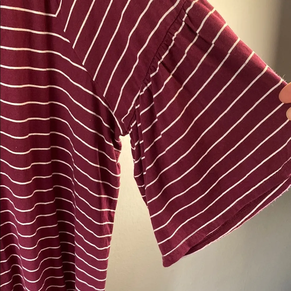 Chaps Burgundy Striped Blouse - Image 4