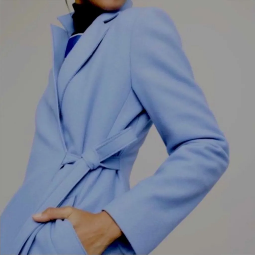 Banana Republic Mario Bullucci Sky Blue Italian Wool Melton Wrap
Tie Pea Coat - Image 15