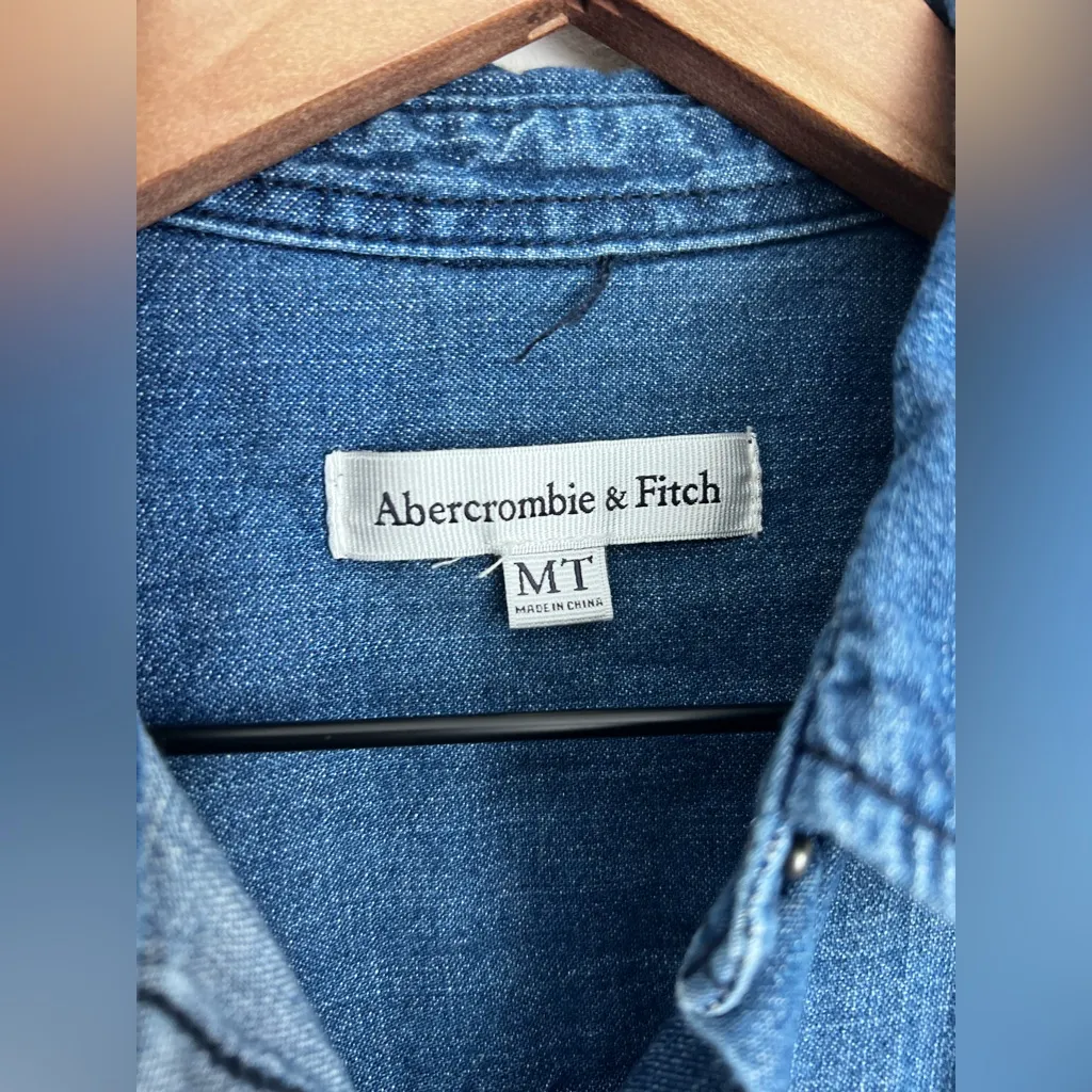 Abercrombie & Fitch Chambray A Line Denim Dress long sleeve snap button y2k  MT Blue Size M - $46 (53% Off Retail) - From Natali