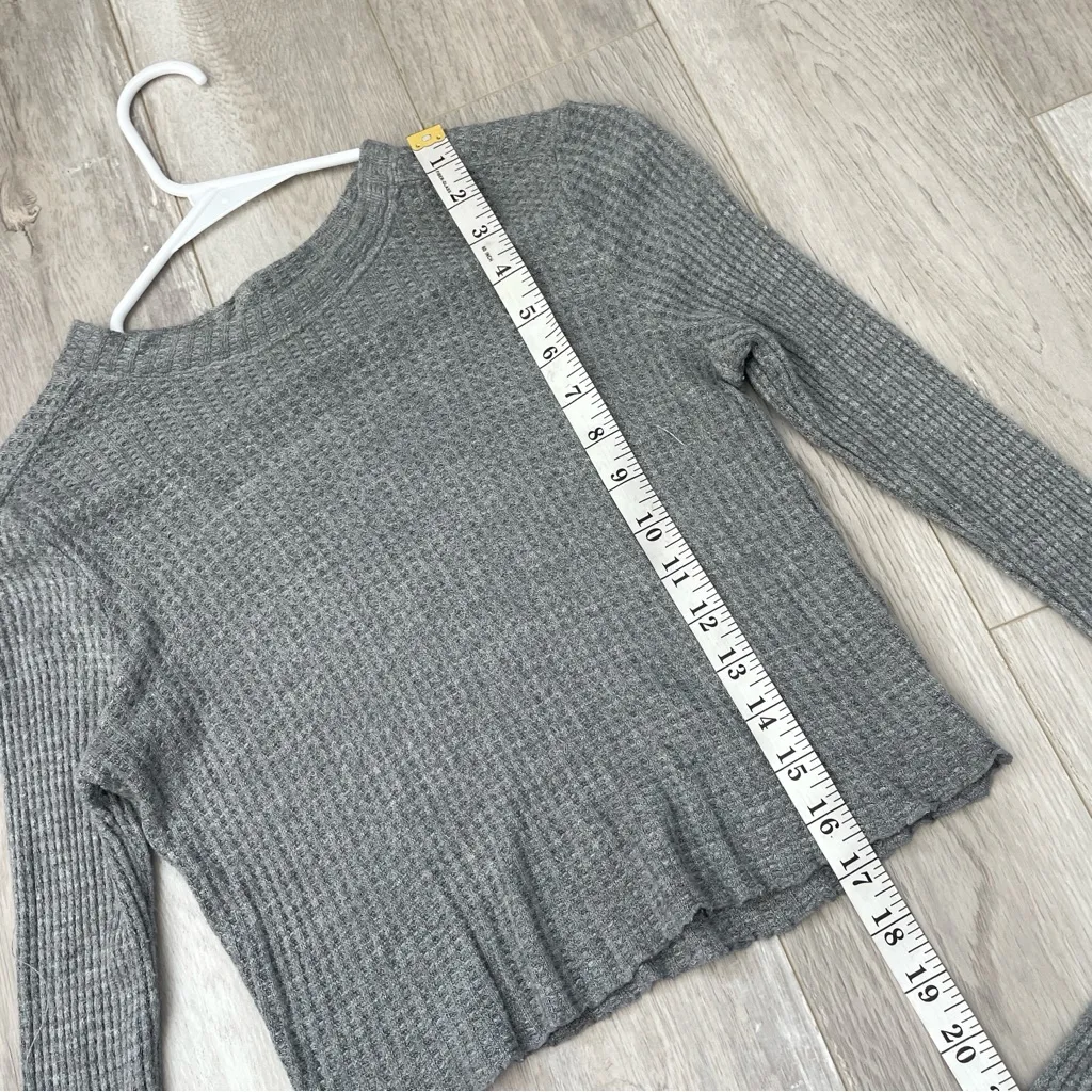 Free People Tshirt thermal waffle knit crop womens Gray (small) casual - Image 7