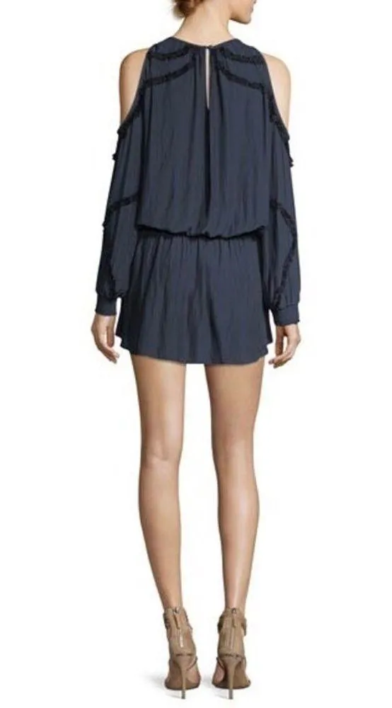 Ramy Brook Navy Taima Smocked Long Sleeve  Mini Dress Size Medium - Image 2