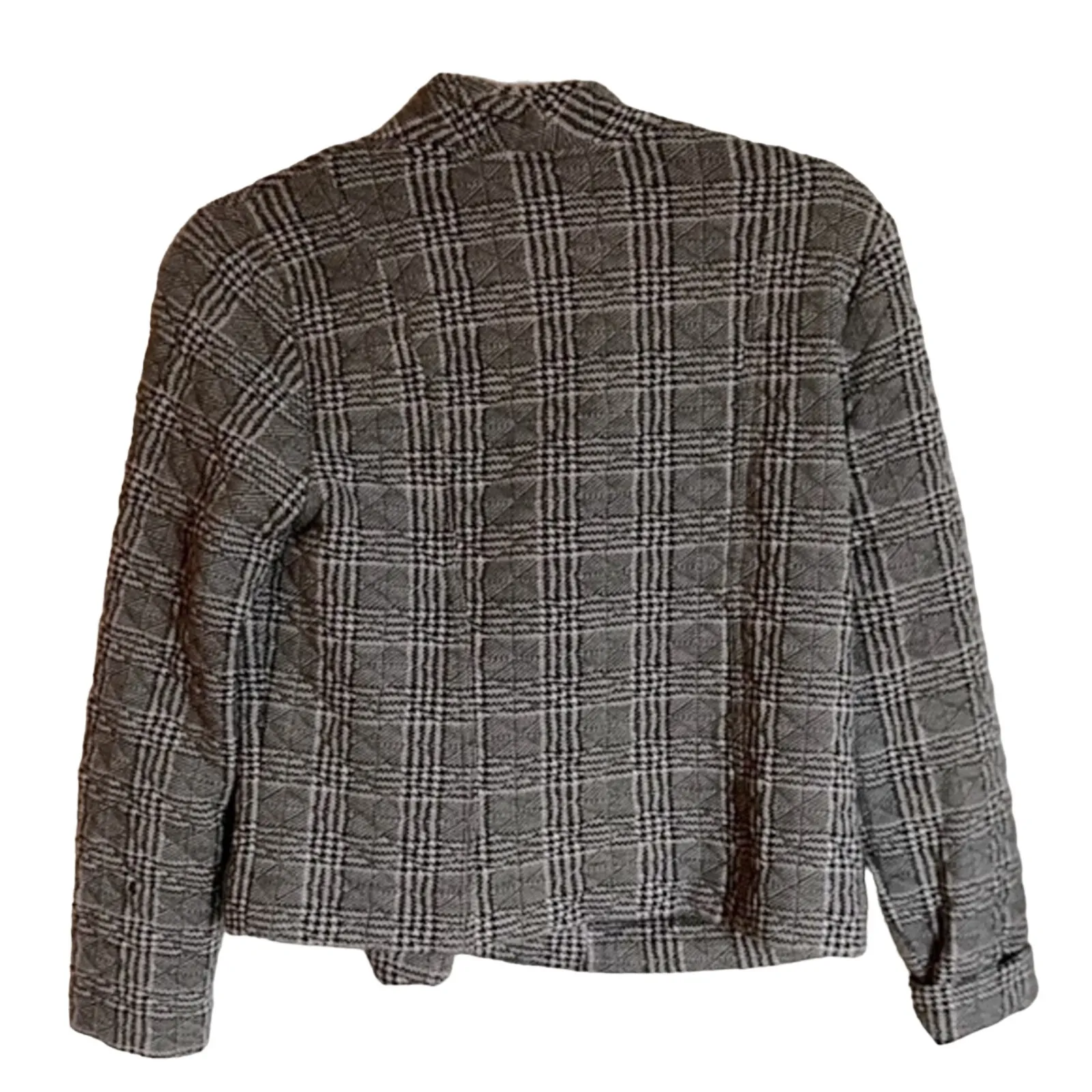 Banana Republic Factory Womens SP Grey Plaid Quilted Crop Moto Jacket Academia - Image 3