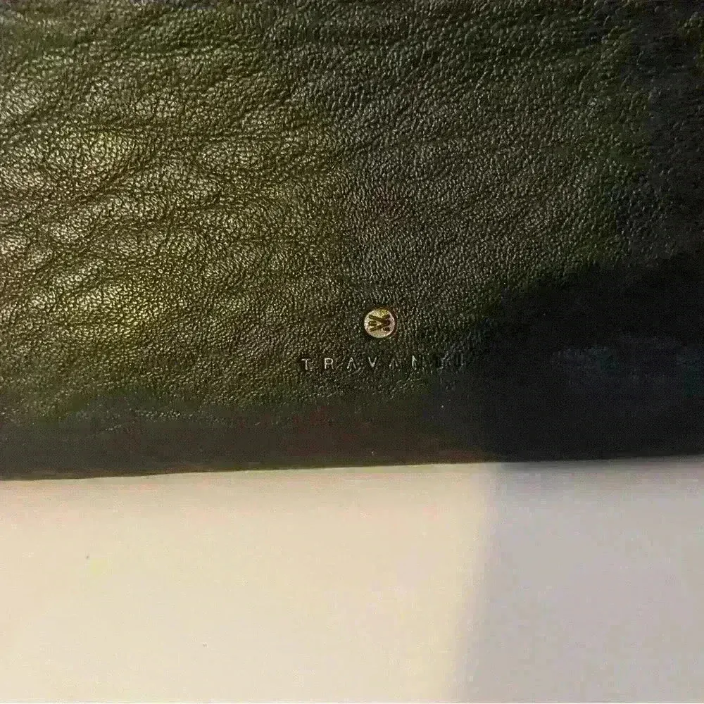 Traventi Leather double slip black crossbody hand‎ bag - Image 3