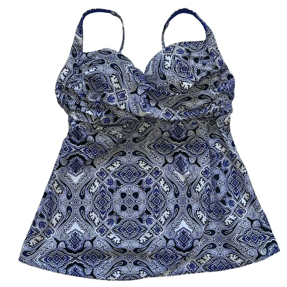 Soma Women's Two Piece Swimsuit Tankini Paisley Brief M Swim Top‎ 36C Underwire - Image 2