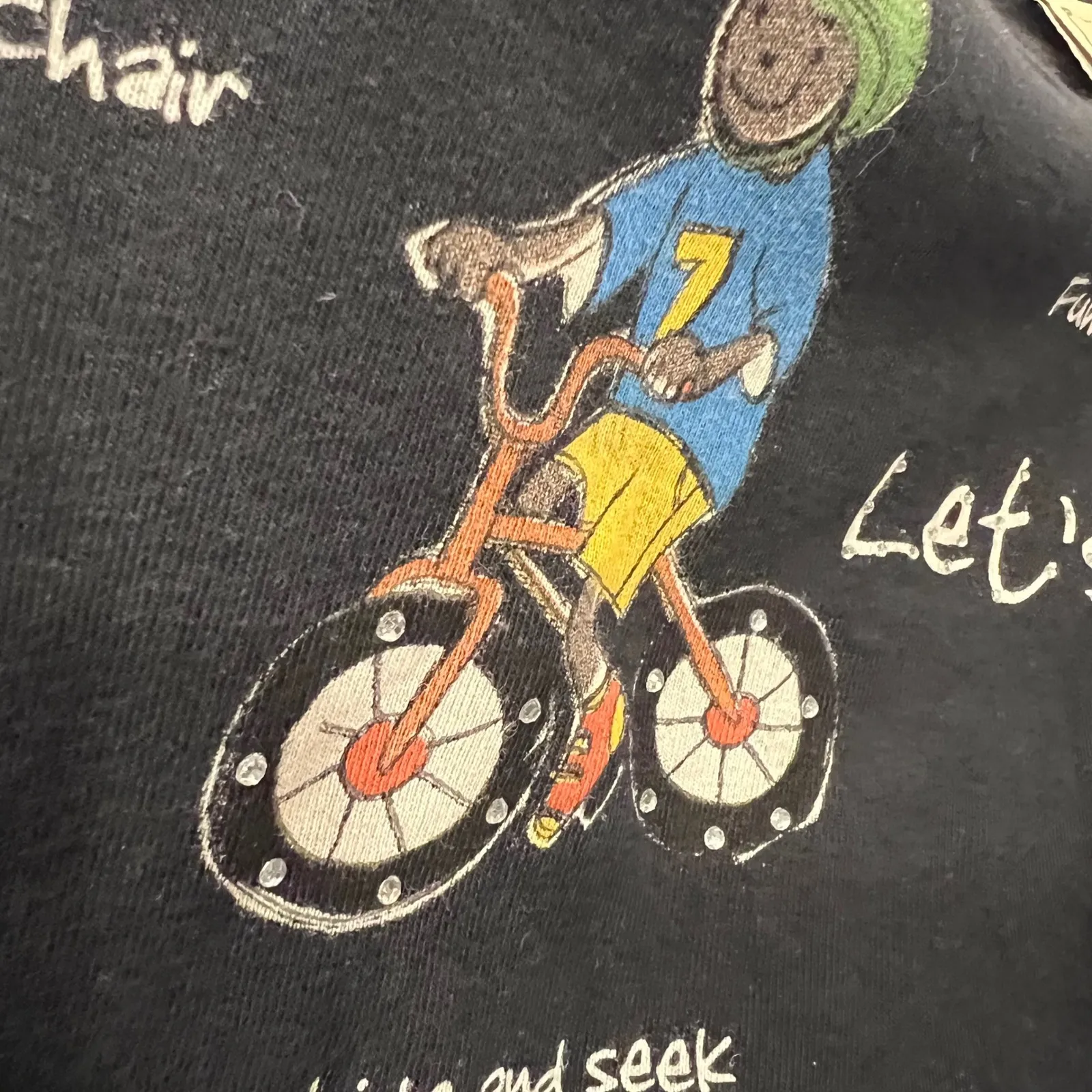 Jess &‎ Jane Black Let's Play Graphic Long Sleeve Top T - Image 3