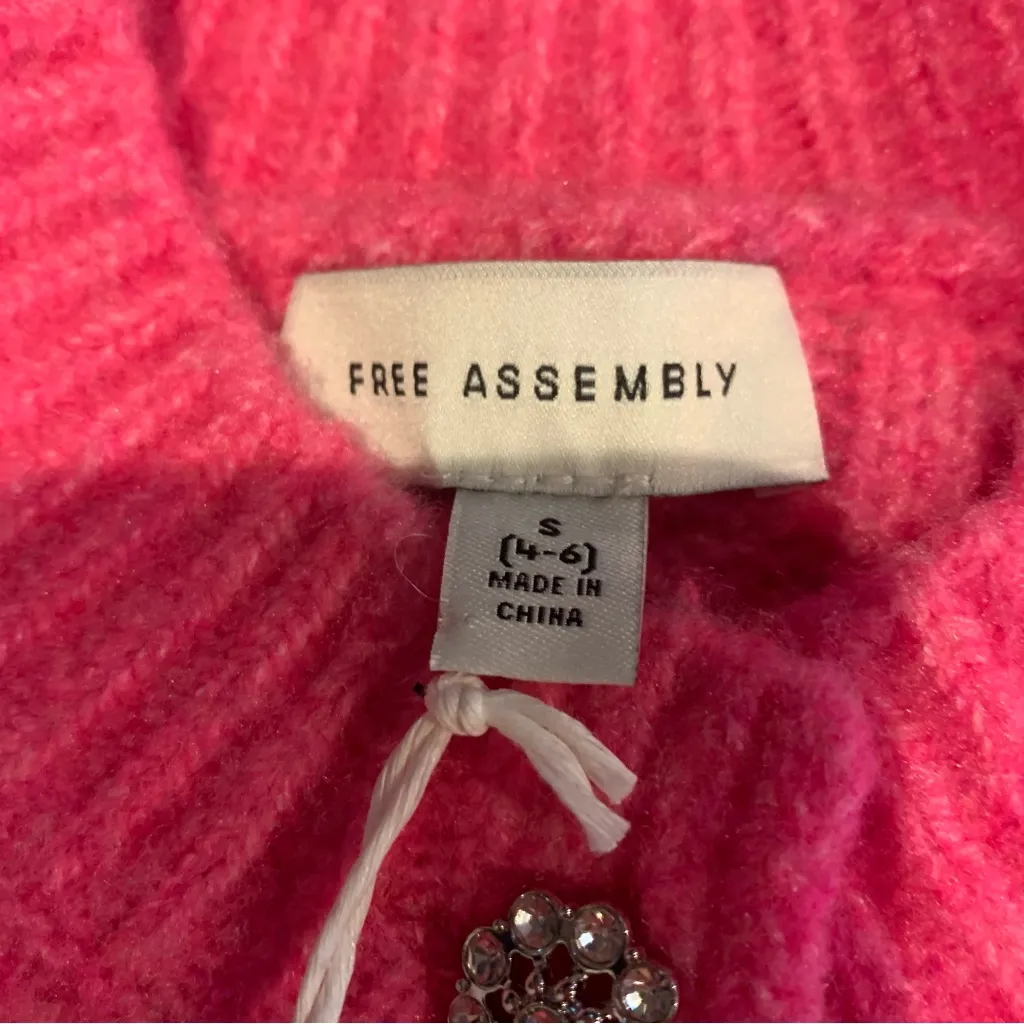 Pink Cable Knit Women's Puff Sleeve Sweater size small 4/6 - Image 5