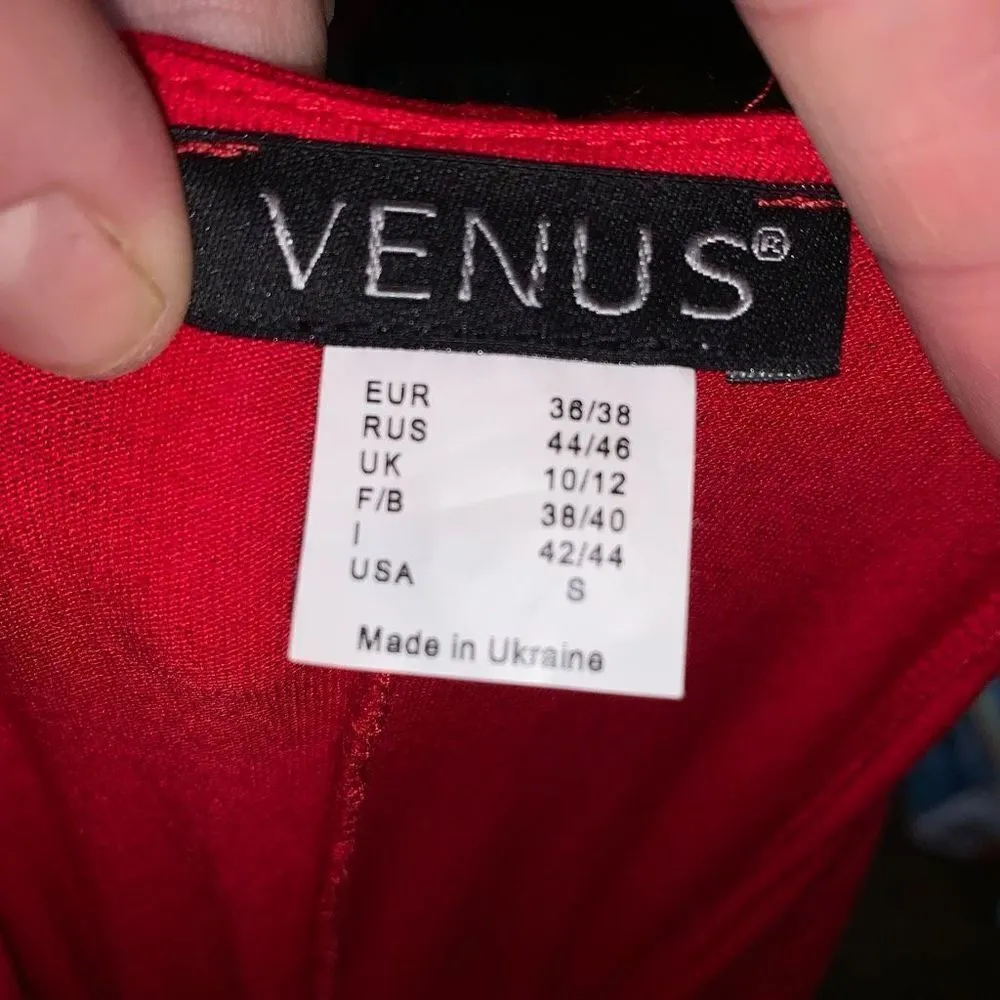 Venus ruched red knit S vacationcore stretchy maxi dress - Image 3