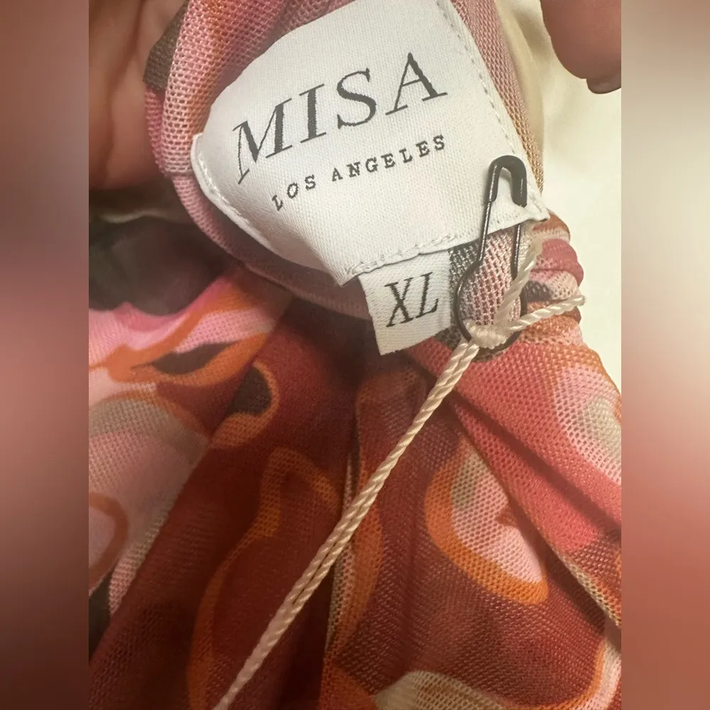 Misa Los Angeles XL Nadja Top Blouse Mesh Floral Long Sleeve Y2K Turtleneck - Image 8