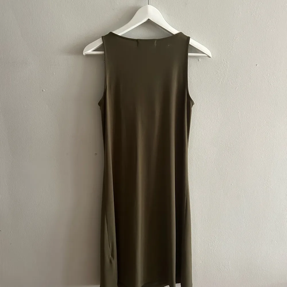 Olive Green Dress with Leather Buckle Straps - Image 3