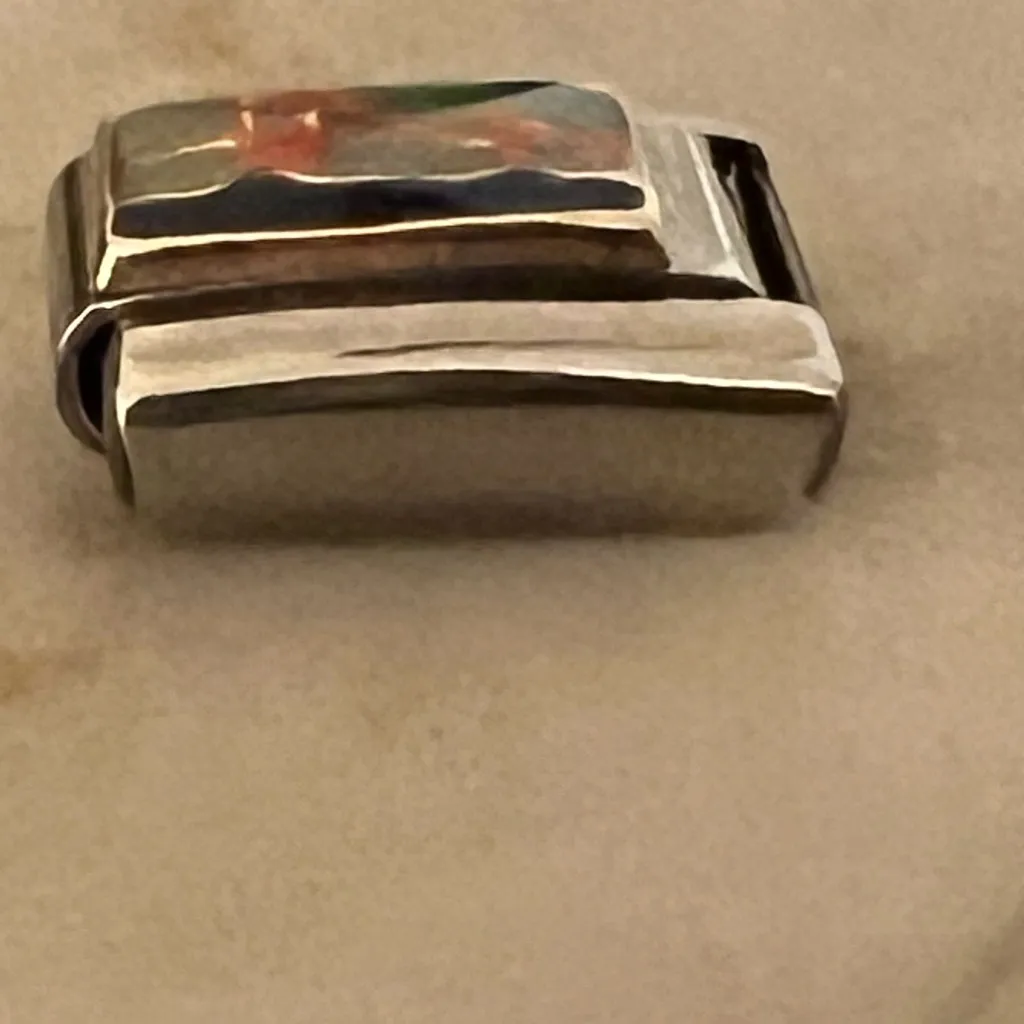 Puzzle Collection Italian 9mm Stainless Steel Golden Gate Bridge Charm Link EUC Silver - Image 4