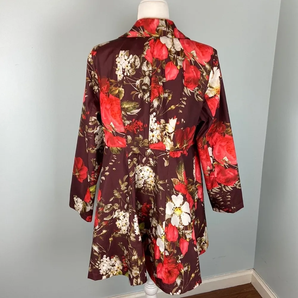 Dennis Basso  Water-Resistant Button-Front Floral Jacket Lining Pockets Sz L - Image 5