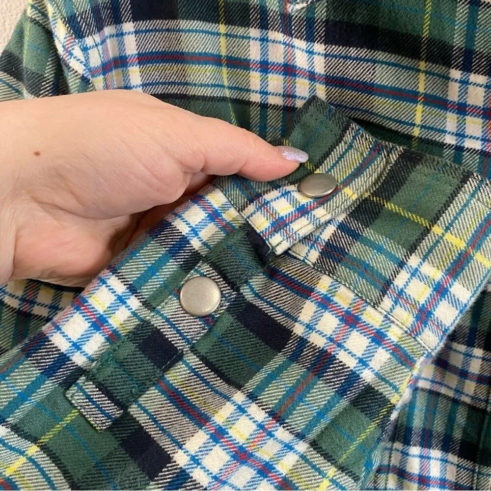 BDG | Oversized Flannel Plaid Shacket Red Fleece Lined Size XS - Image 7