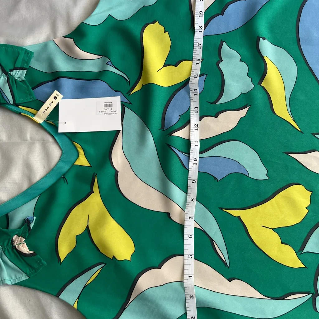 TYche Vibrant Leaf Print Sleeveless Top dress L - Image 5