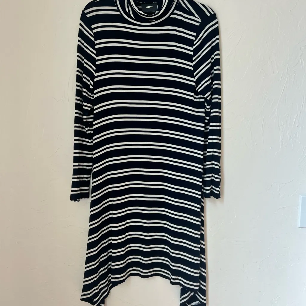 Anthropologie Maeve Striped Turtleneck Swing Dress size LP - Image 2