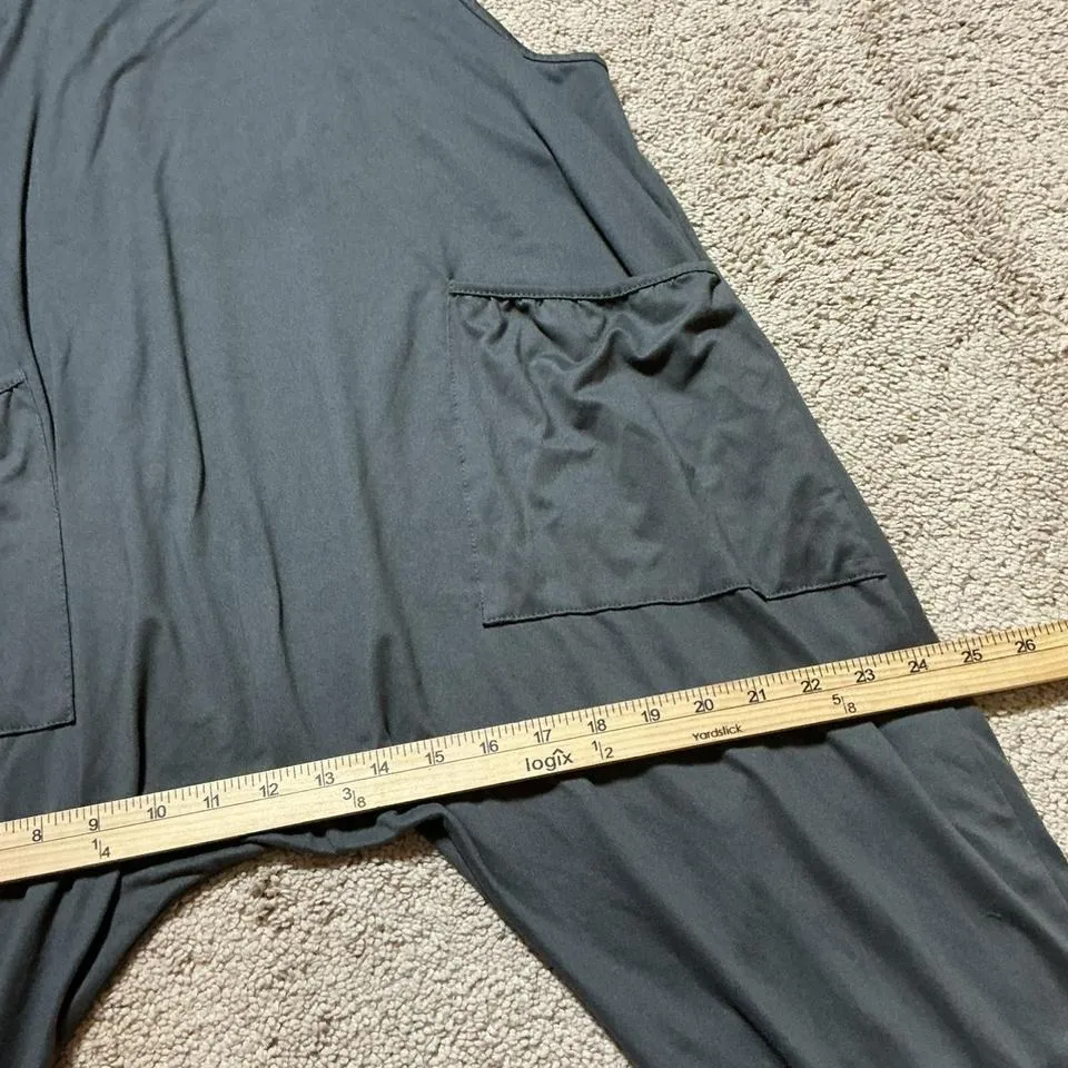 Womens Charcoal Gray Wide Leg Jumpsuit Overall Dress Pockets M Size M - Image 6