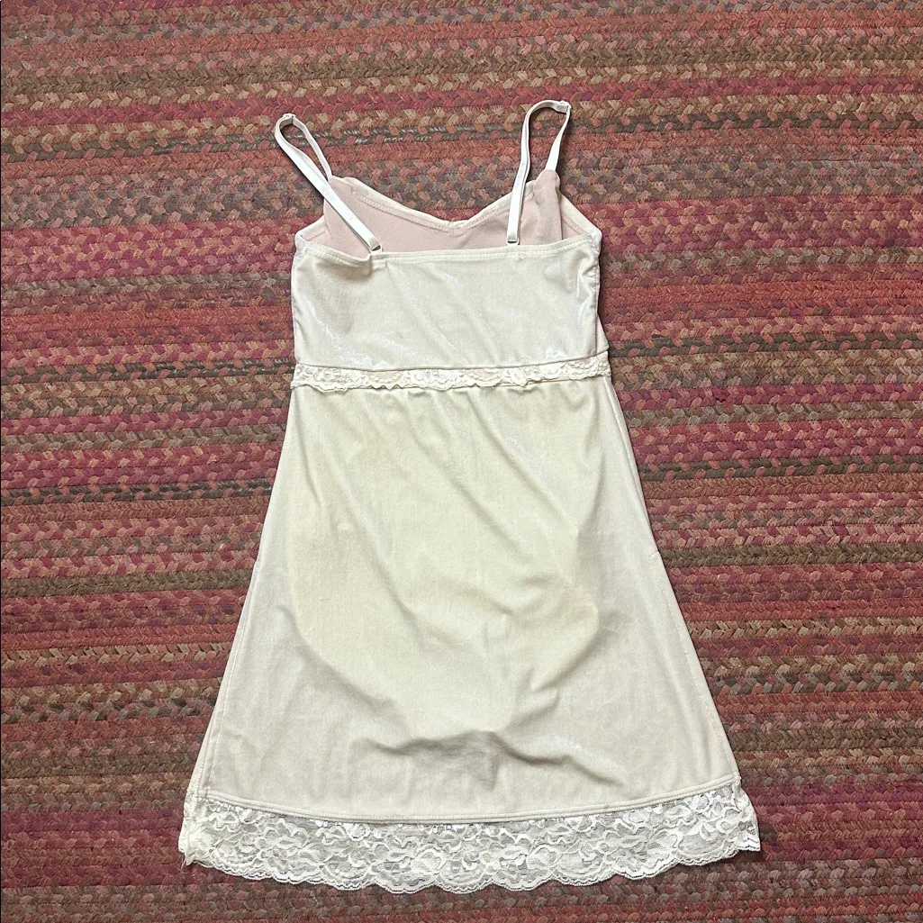 BALERA DANCE WEAR CREAM RHINESTONE VELVET LACE DRESS BUILT IN LINER Size M - Image 7