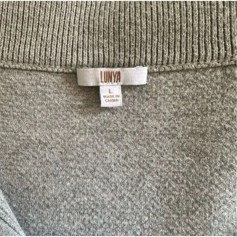 ✨Lunya Cottonsilk™ Collared Half Zip Mellow Heather Grey Sz Large Sweater✨ Gray - Image 9