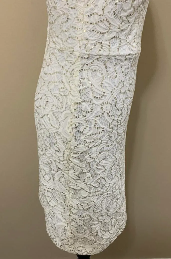 White Ivory Gold Sequined Dress - Image 10