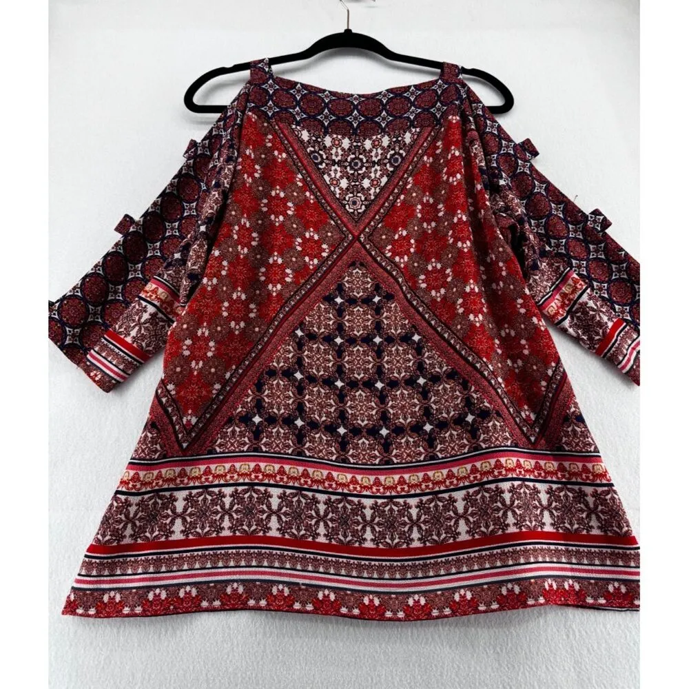 Anthropologie Fig and Flower Boho Mixed Print Peasant 3/4 sleeves size m - Image 2