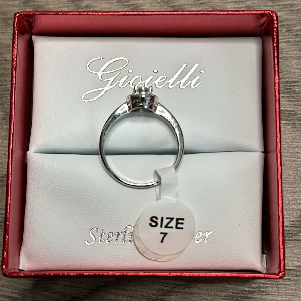 Gioielli Oval‎ Cubic Zirconia Sterling Silver Engagement Ring Size 7 - Image 4