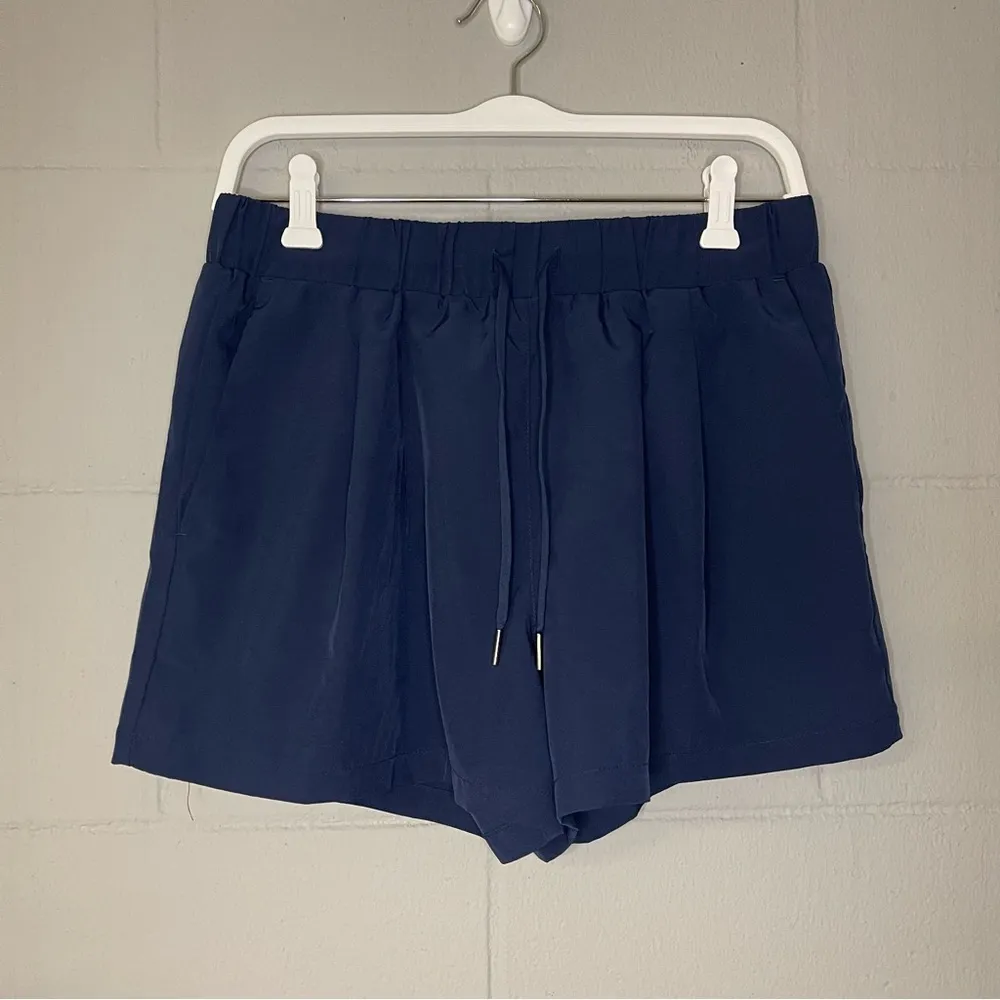 Halara Elastic Waistband Drawstring Ruched Side Pocket Shorts 3" in Night Blue - Image 4