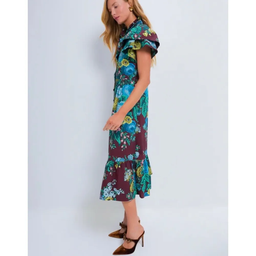 TUCKERNUCK Oxblood Verdant Floral Alice midi  Dress NEW - Image 7